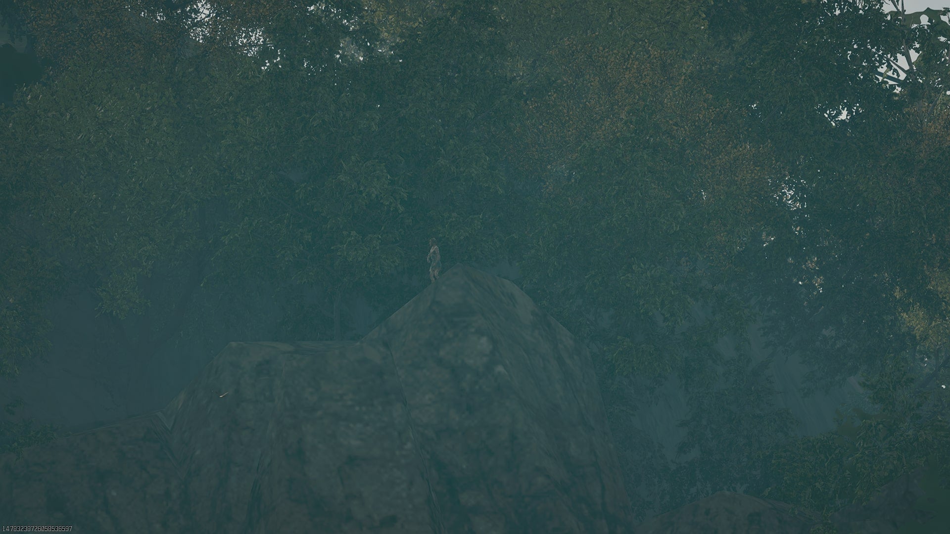 The player looks through some binoculars at a zombie dancing on a cliff on Liberty Falls in Call of Duty: Black Ops 6