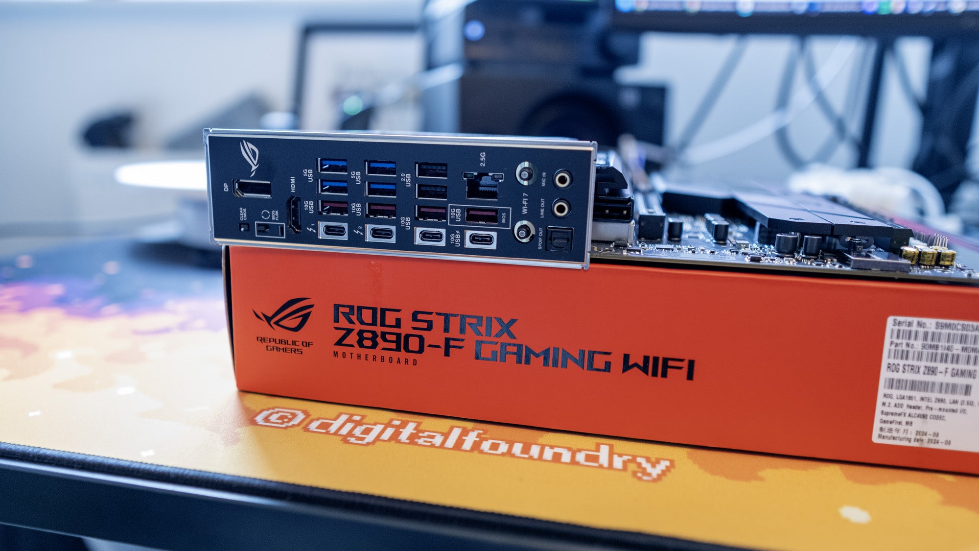 an asus rog strix z890-f gaming wifi motherboard showing its I/O