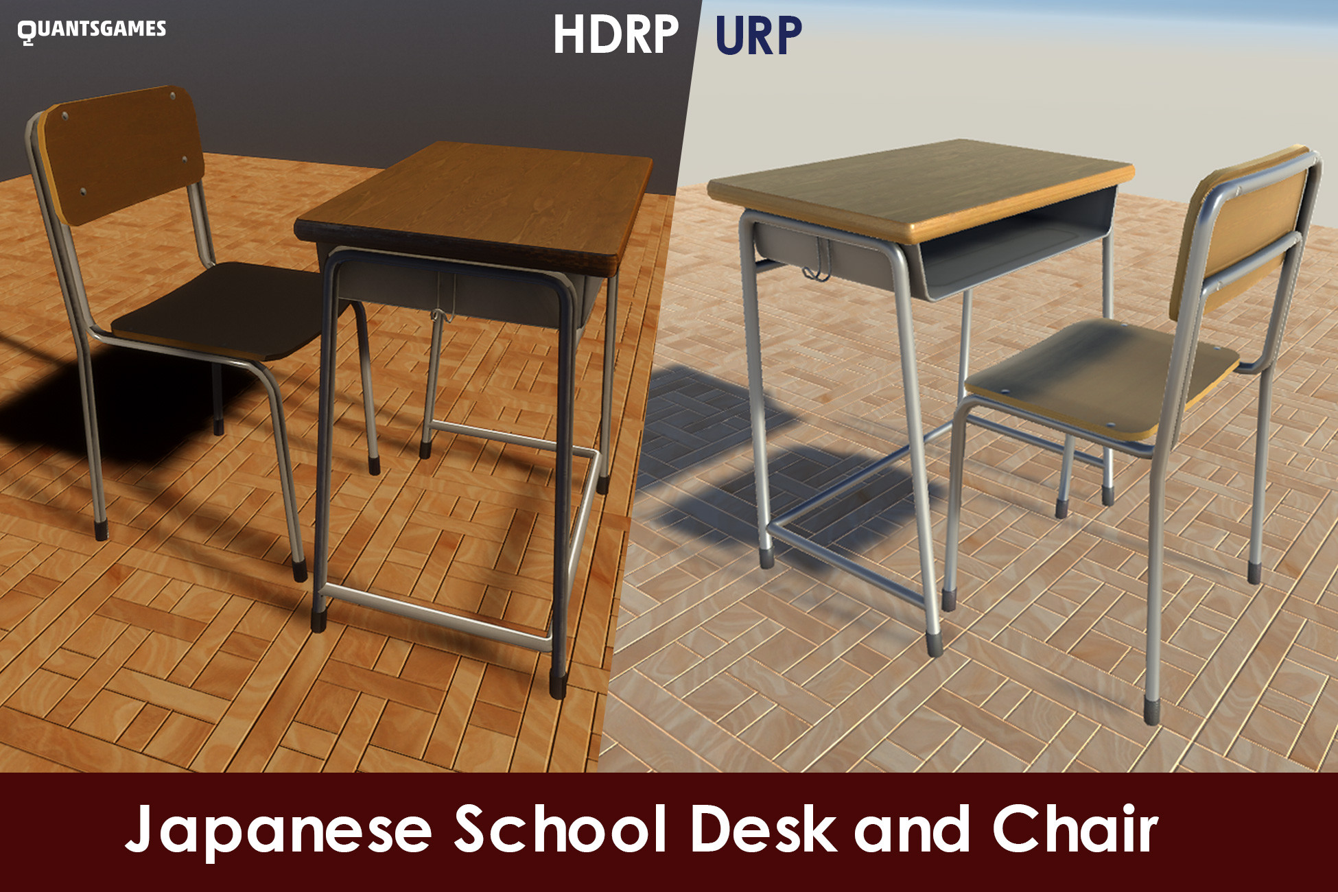 Japanese School Class Desk and Chair 3D 都市 Unity Asset Store
