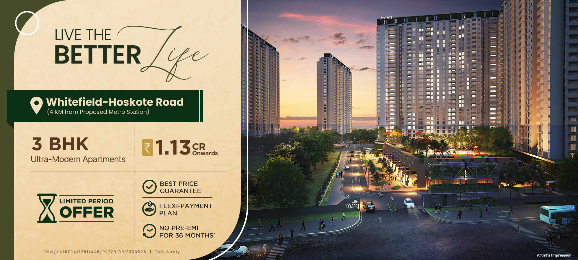 Assetz Marq Newly Launched Apartments price in Whitefield, Hoskote Road