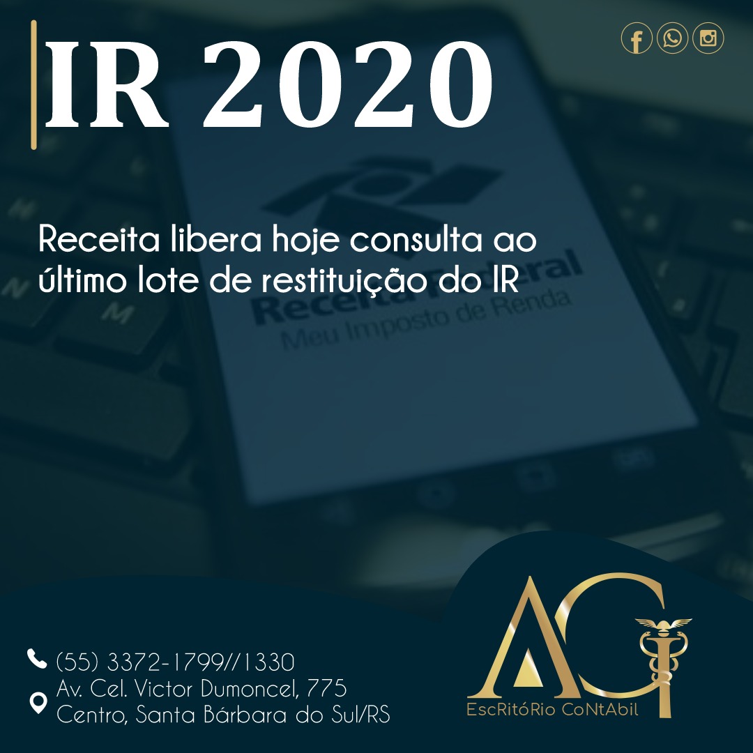 Para o exercício 2020, considerando a prorrogação do prazo de entrega da declaração para 30 de junho, as restituições pagas nos lotes de maio e junho não serão corrigidas. RECEITA LIBEROU HOJE CONSULTA AO ÚLTIMO LOTE DE ...