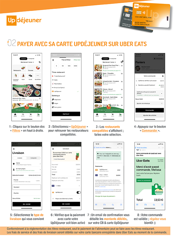 Comment régler mon repas sur Uber Eats avec ma carte UpDéjeuner