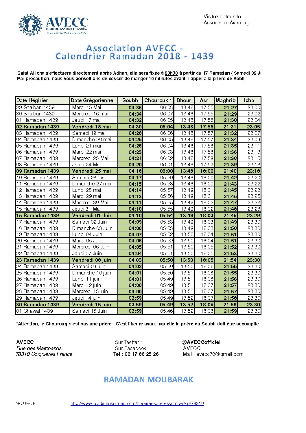 les horaires de la priere l’heure de la prière F88 F99