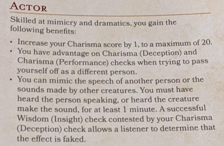 Actor Feat 5E DnD Feat Guide Assorted Meeples