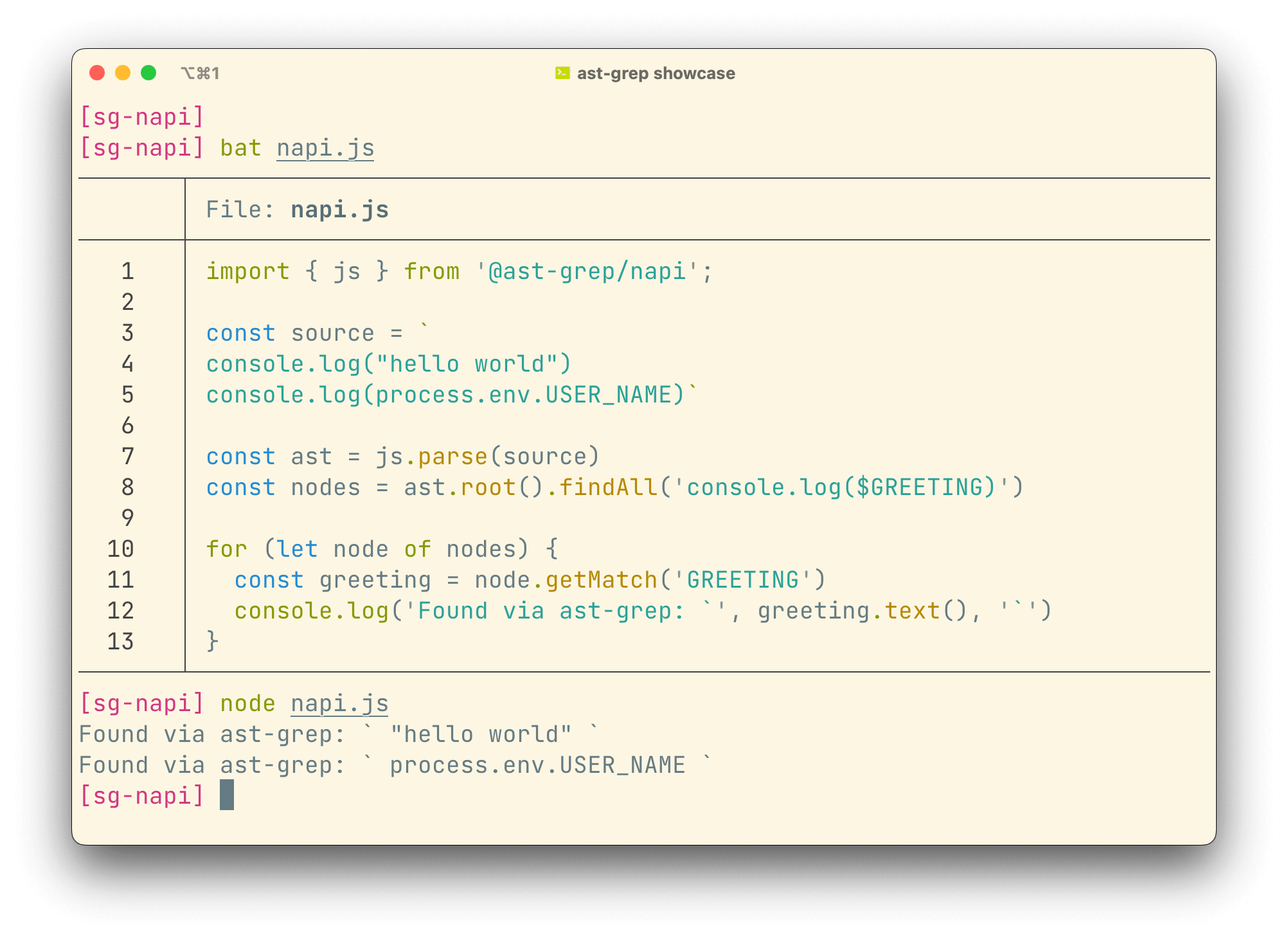 astgrep structural search/rewrite tool for many languages