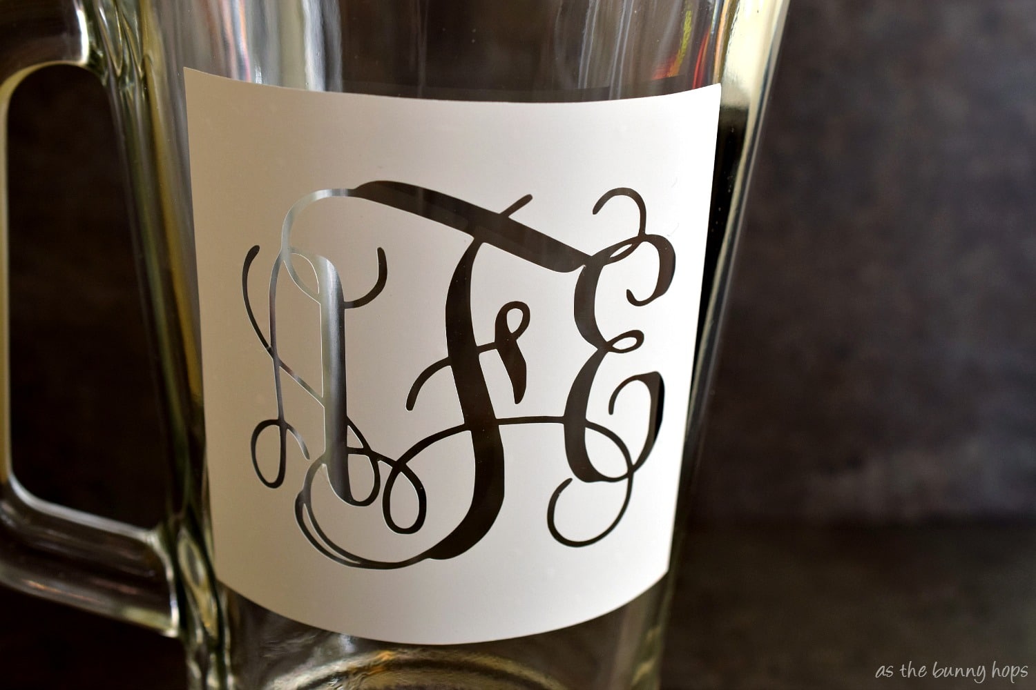 Etched Monogram Glass Pitcher Tutorial As The Bunny Hops®
