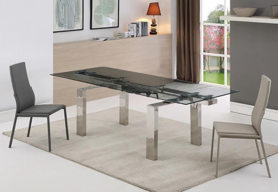 10mm thick tempered glass extendable dining table Bianco