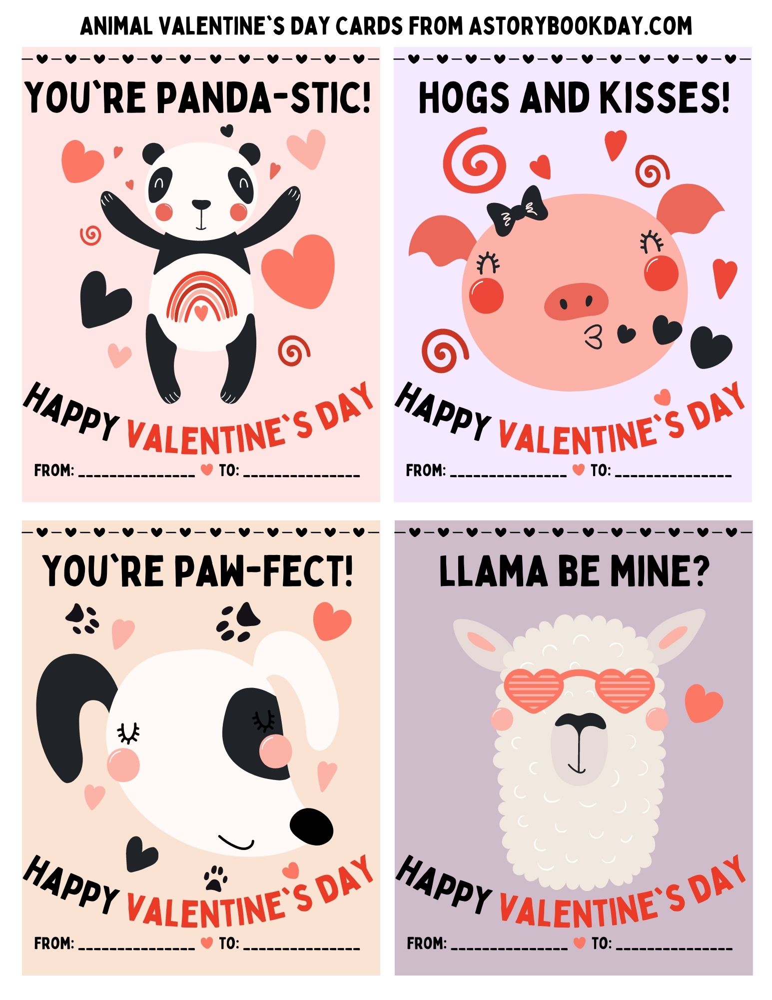 Funny Animal Valentine's Day Cards for Kids to Share
