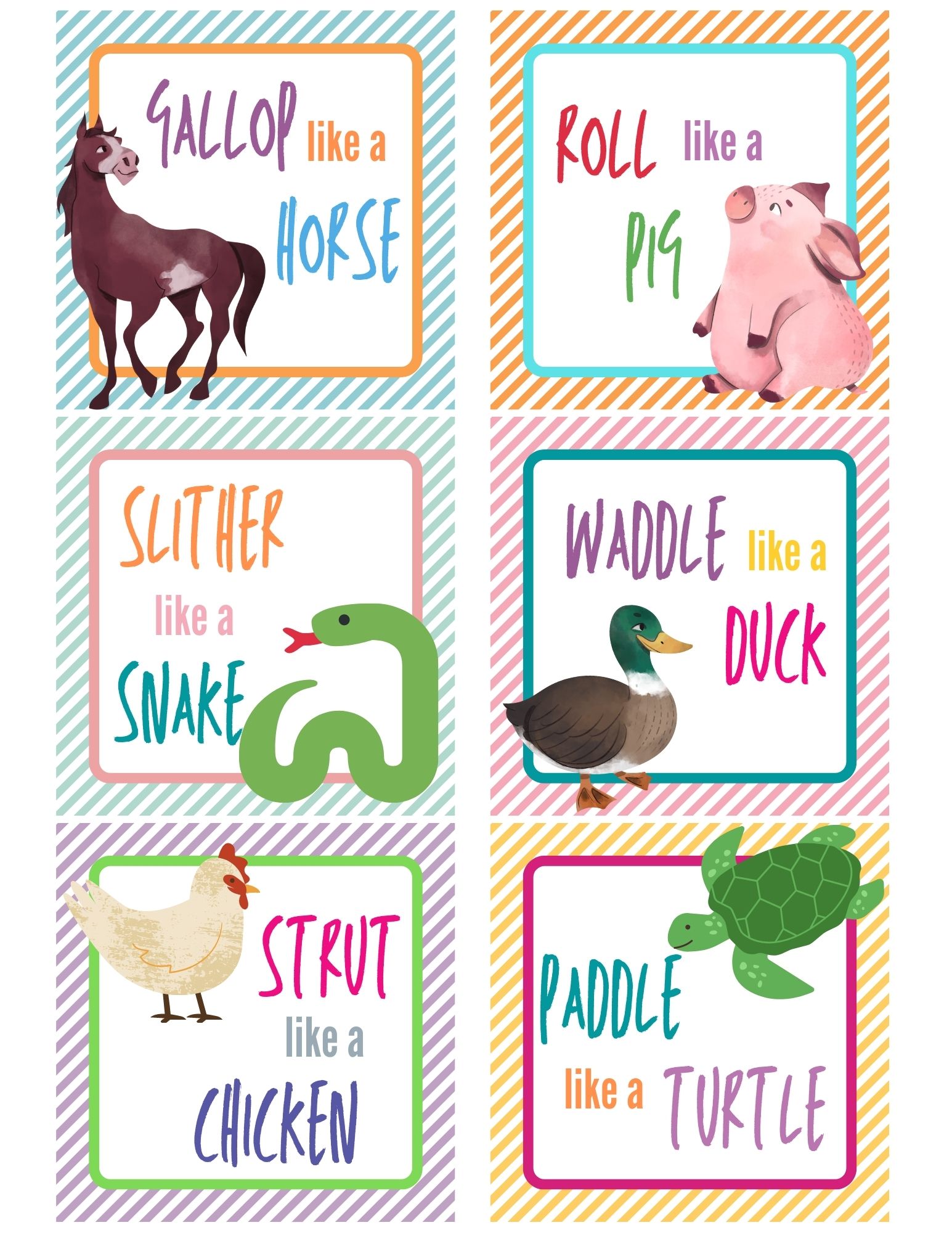 Free Printable Animal Movement Cards for Kids