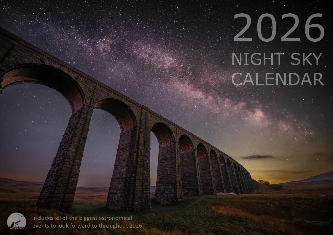 2026 Night Sky Wall Calendar A4 RingBound Astro Dog