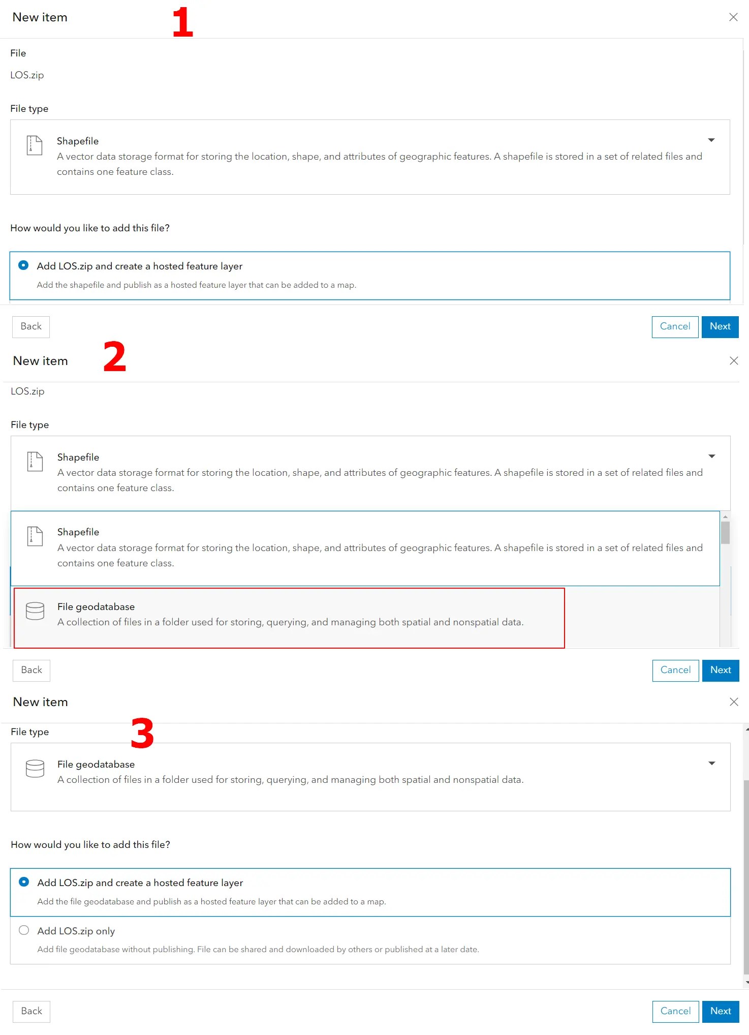 ArcGIS Online uploading geodatabase file to the map