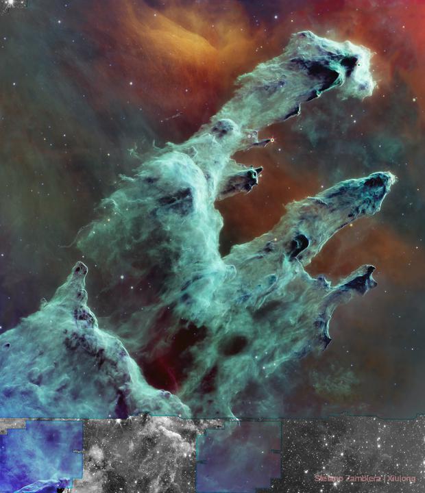 M16 (NGC 6611) and the Pillars of Creation a James b Space