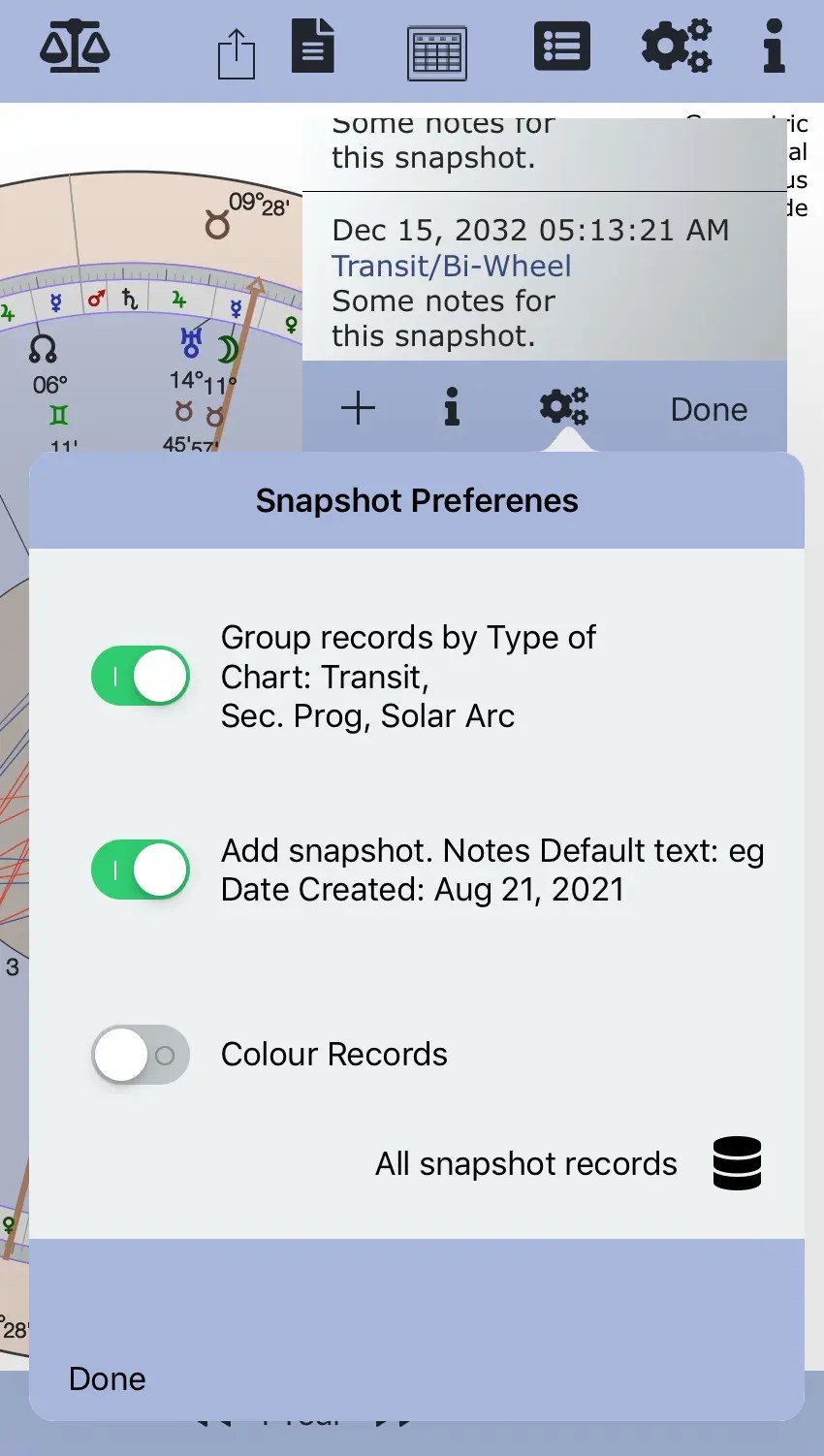 Snapshots (available for the iPhone/iPad/Mac) AstroConnexions