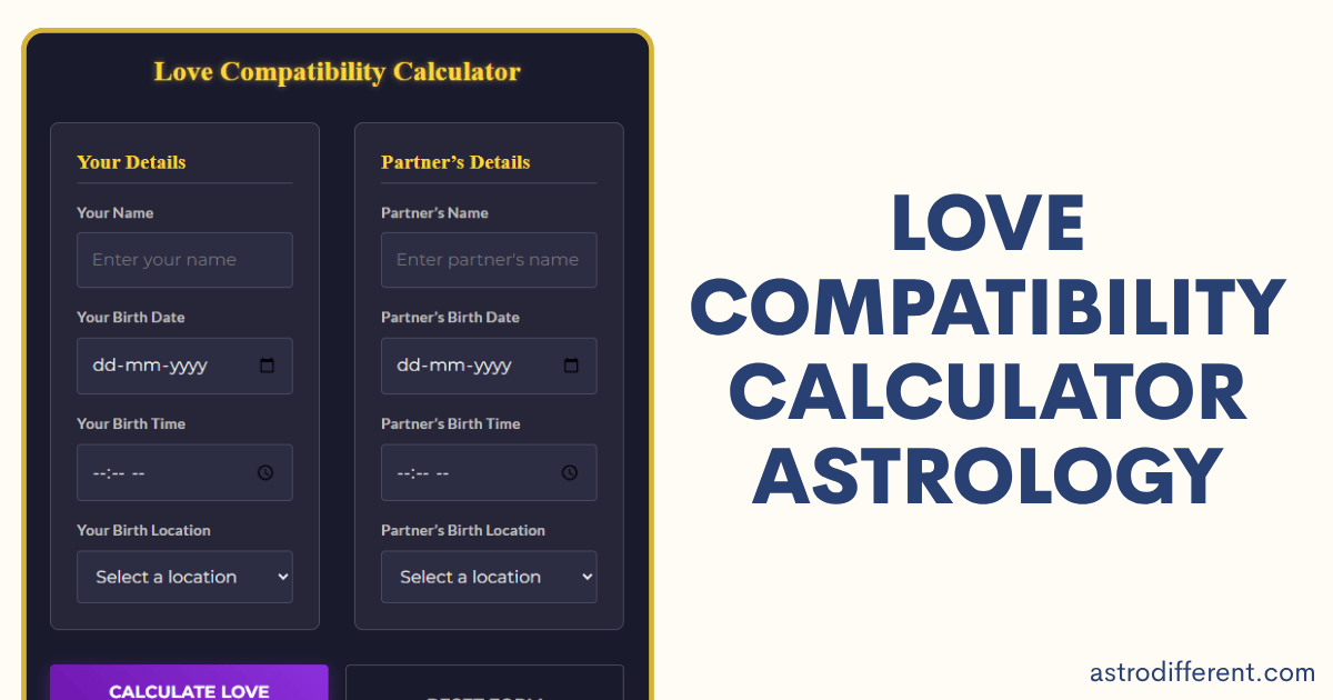 Love Compatibility Calculator Astrology - Astro Different