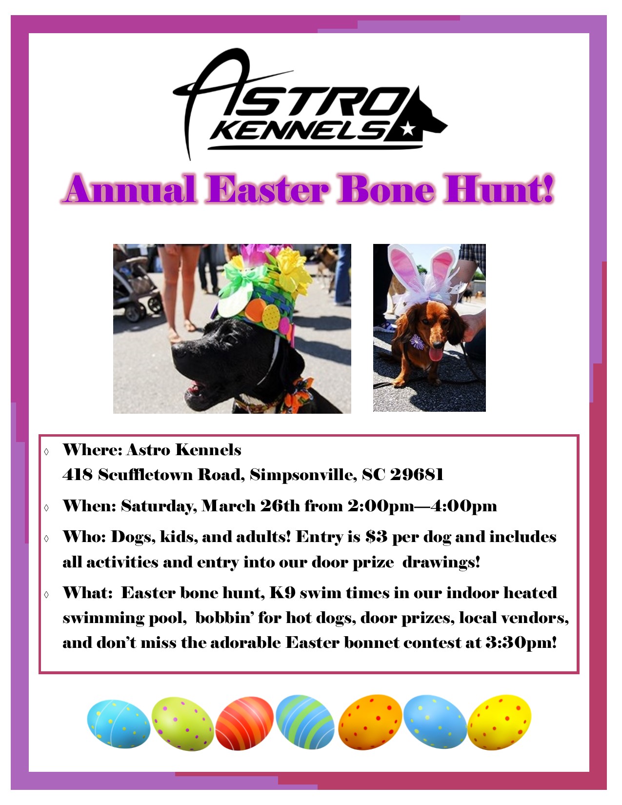 Don’t miss our Easter Bone Hunt! astrokennels