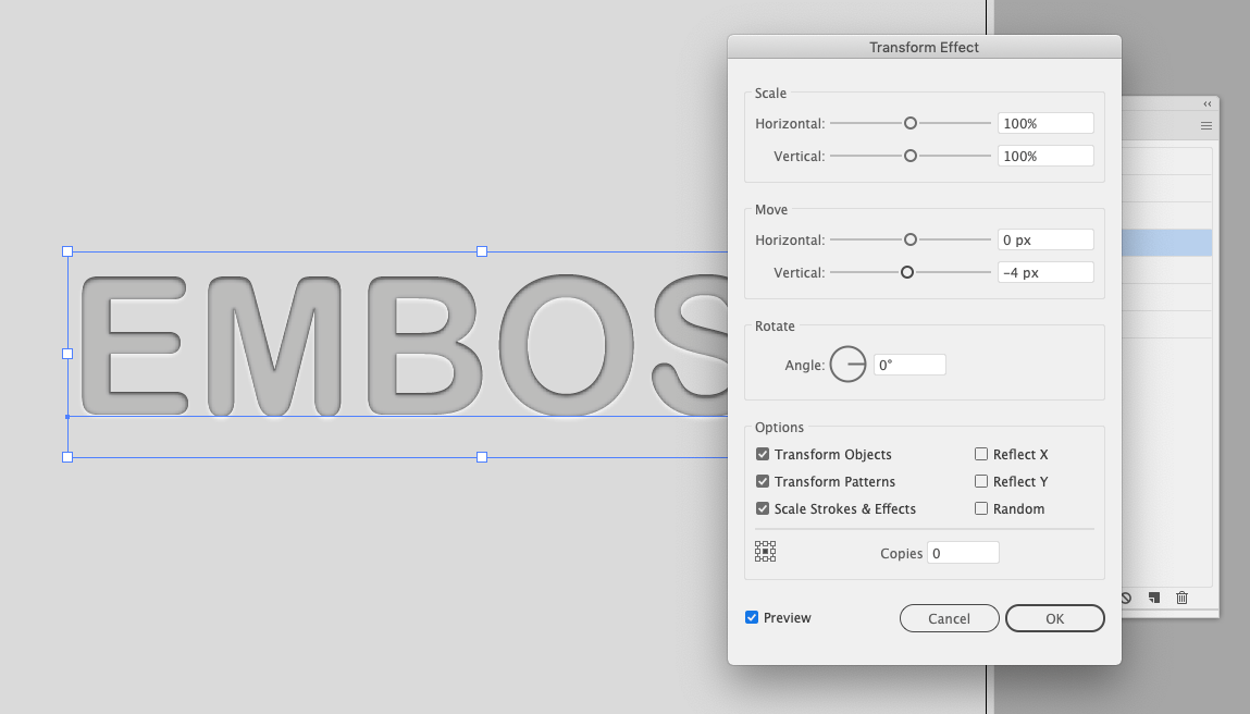 How to create the bevel & emboss effects for editable text in Adobe