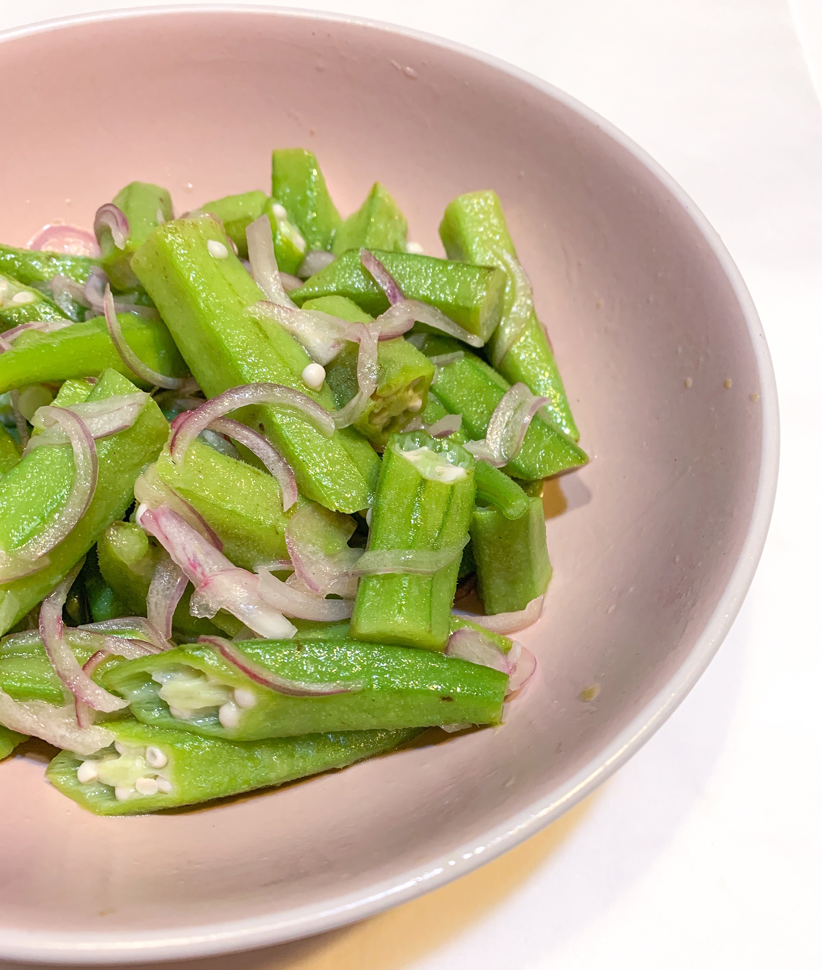 Refreshing Okra Salad aka Salad Lalo à table with Aulson