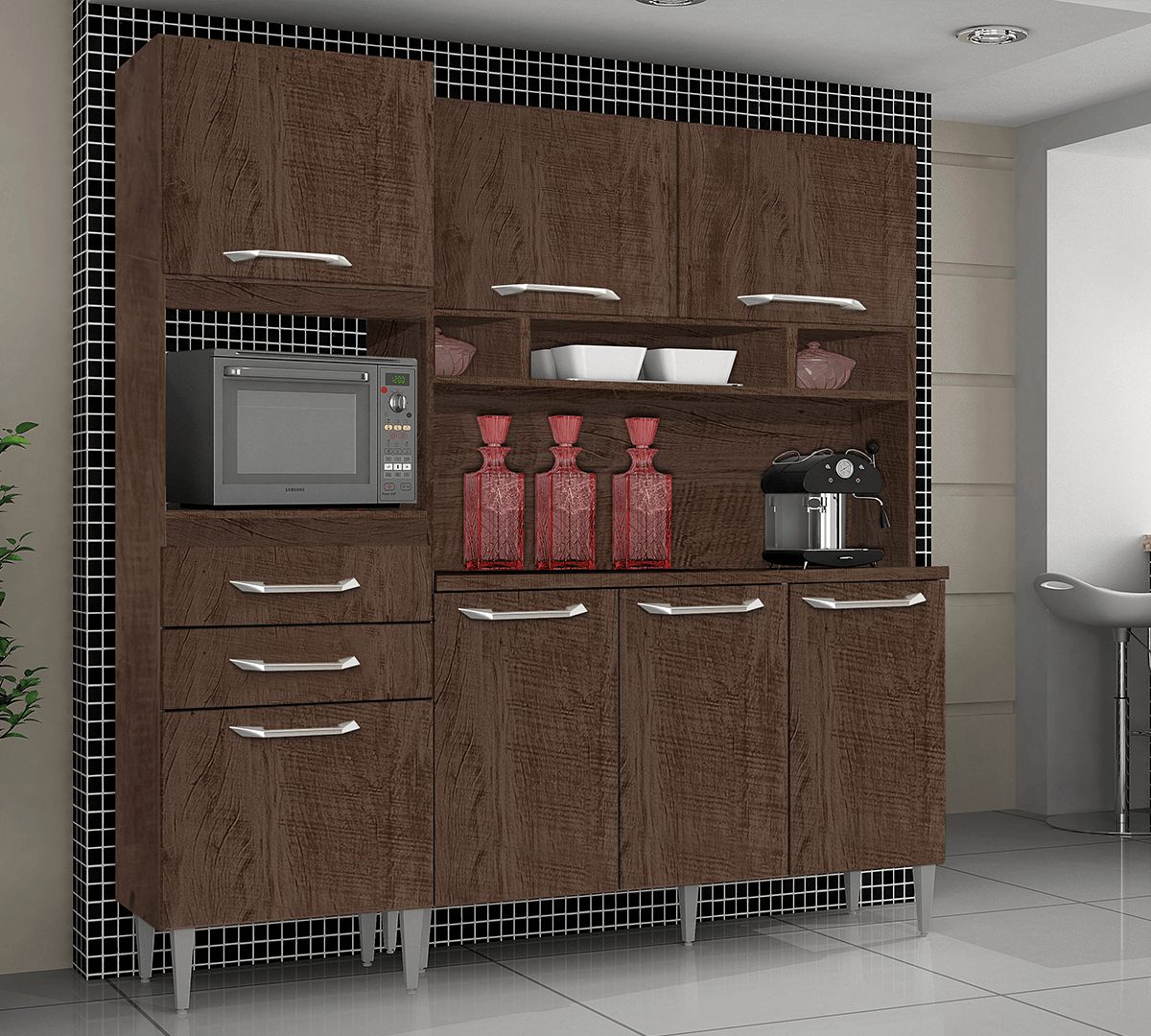 Cozinha Amanda Plus Estrutura em MDF e MDP Atacado Tropical Móveis