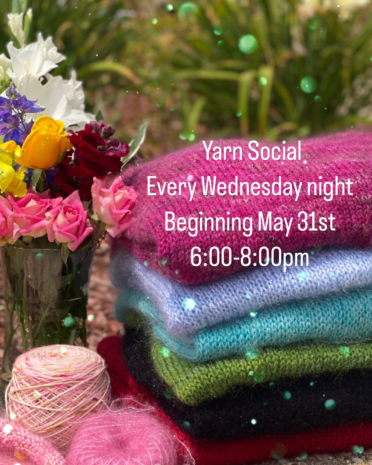 summer yarn social begins a tangle of yarn