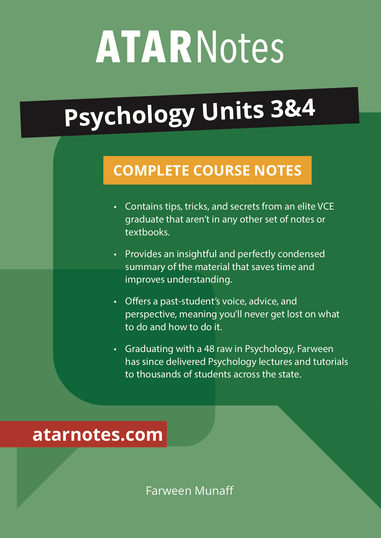 VCE Psychology Notes Free Shipping on Orders Over 60!