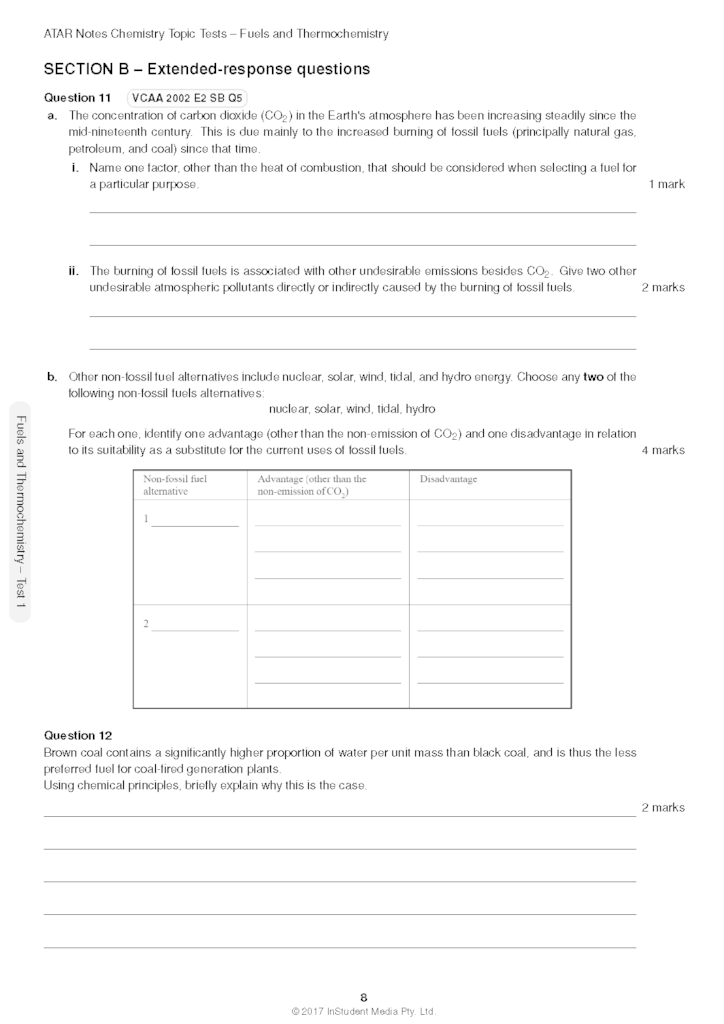 VCE Chemistry Units 3&4 Topic Tests ATAR Notes Free shipping on