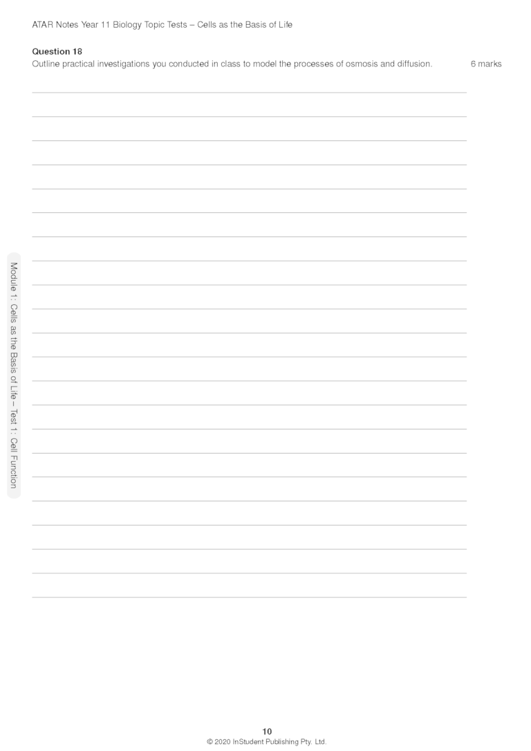 HSC Year 11 Biology Topic Tests ATAR Notes Study Guides