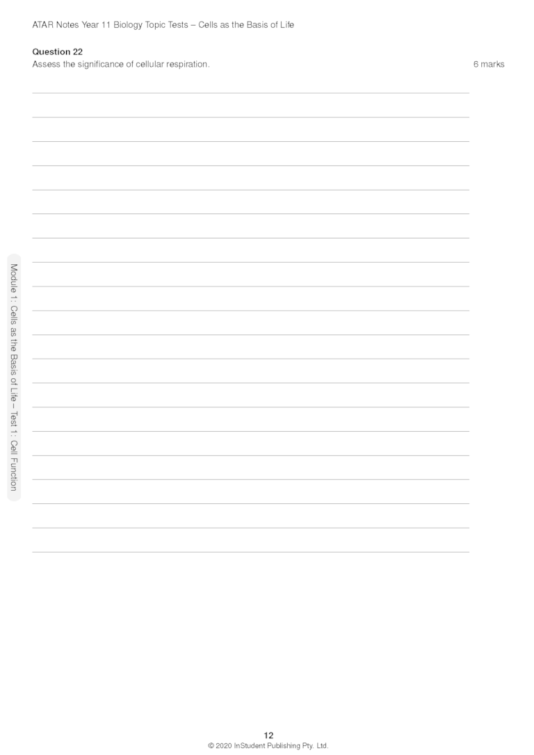 HSC Year 11 Biology Topic Tests ATAR Notes Study Guides