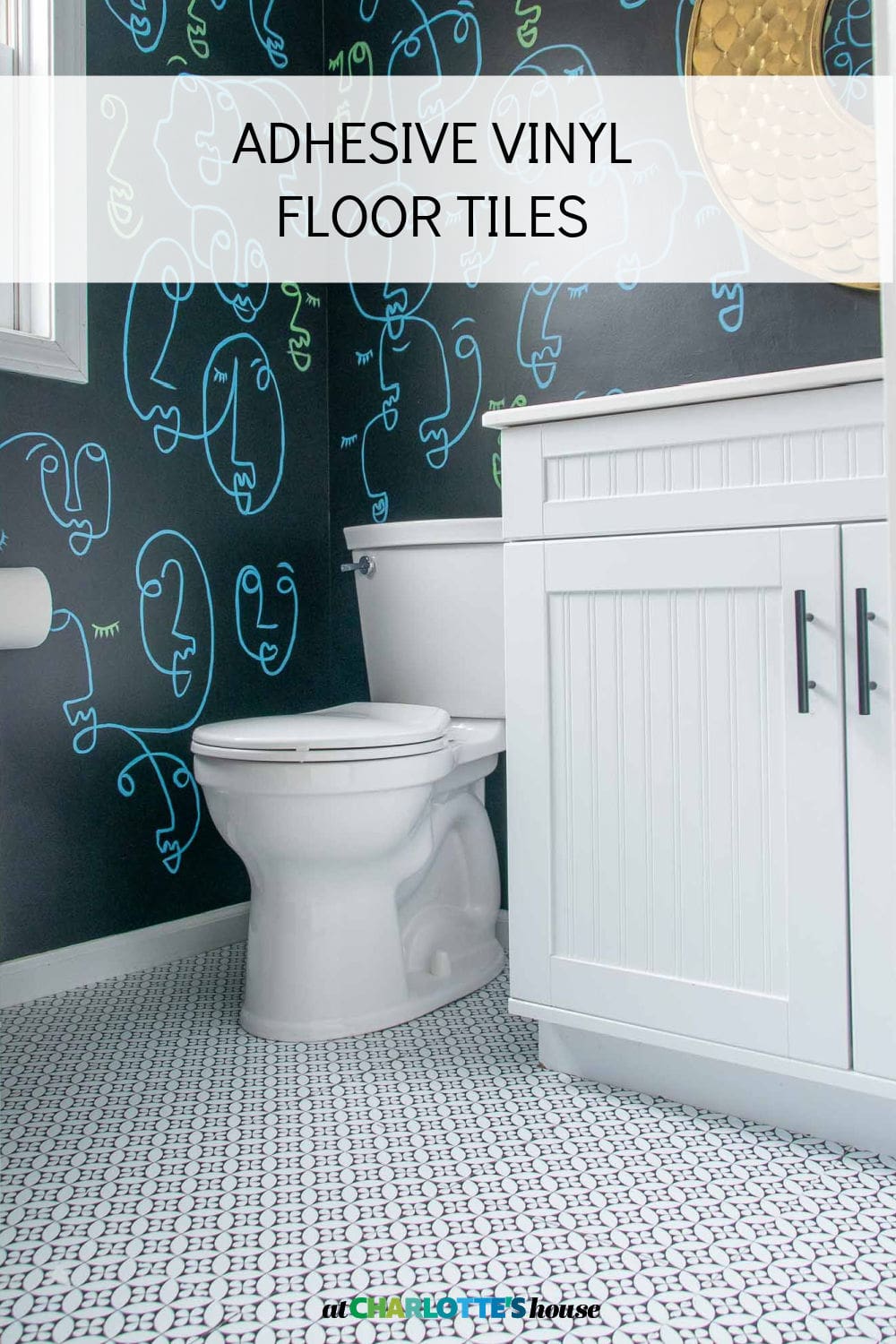 Applying Self Adhesive Vinyl Tiles to our Powder Room Floor At