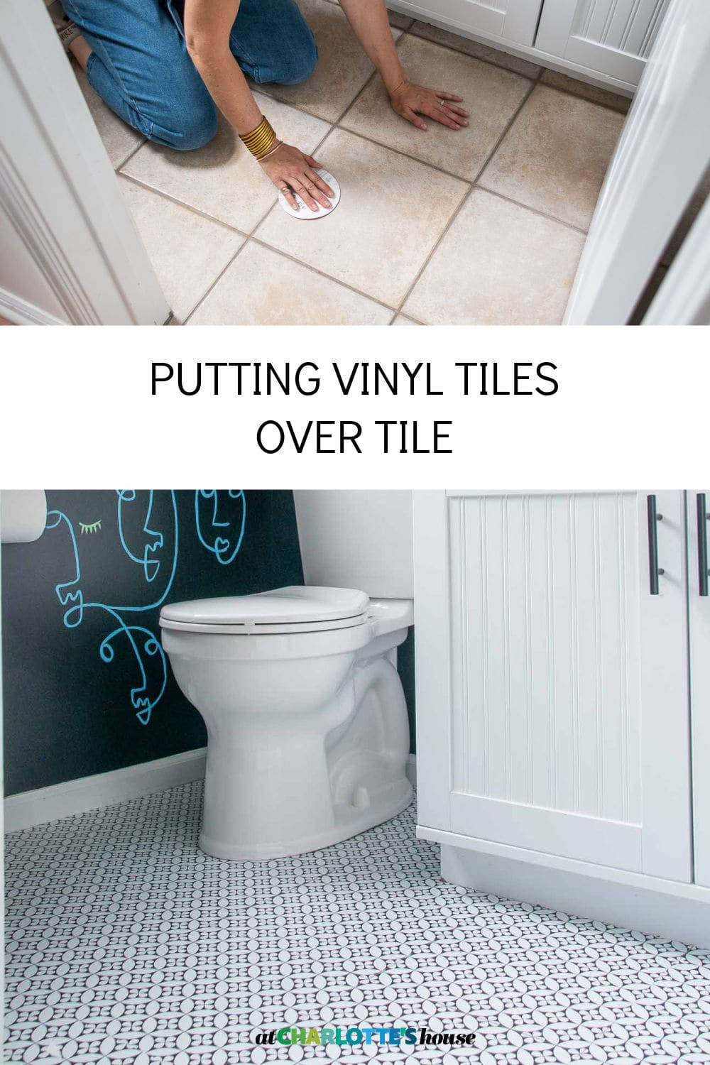 Applying Self Adhesive Vinyl Tiles to our Powder Room Floor At