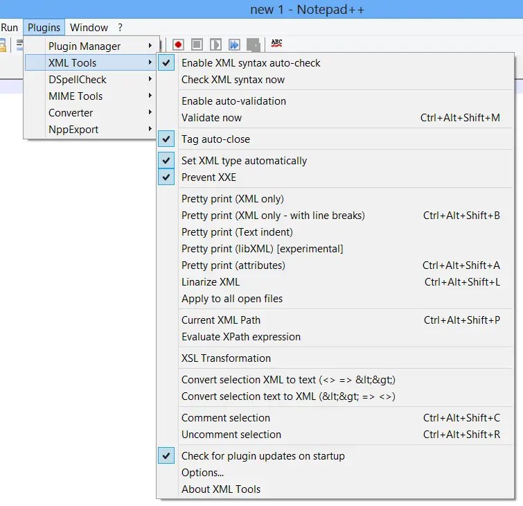 XML Tools Plugin for Notepad++ Features, download and