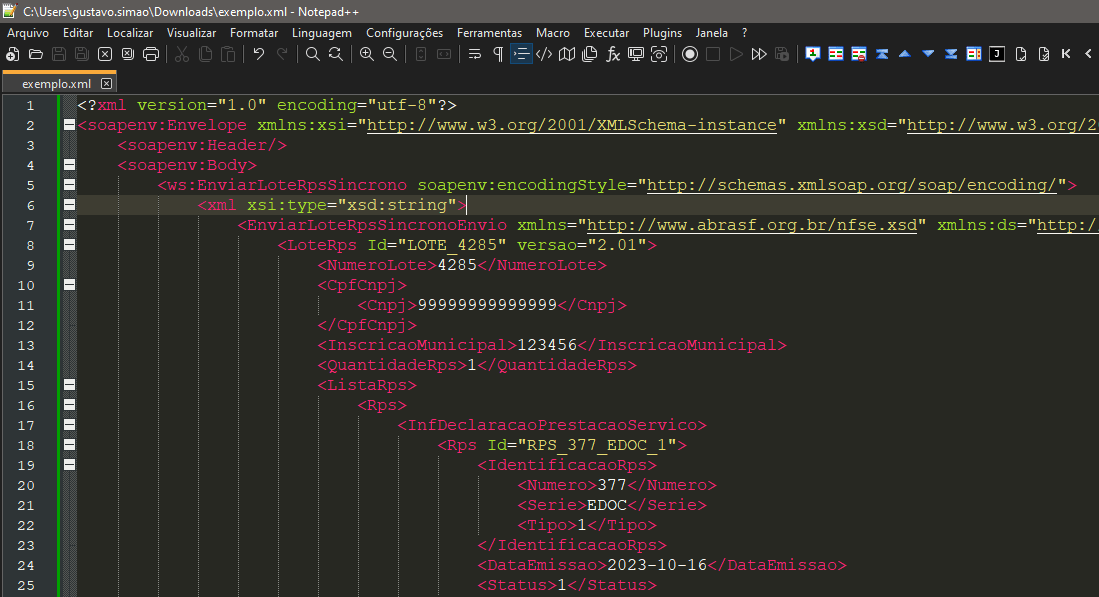 Como formatar XML usando Notepad++ com o XML Tools Central de Atendimento