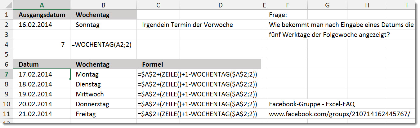 Excel Werktage der Folgewoche berechnen at ExcelBlog Andreas Thehos