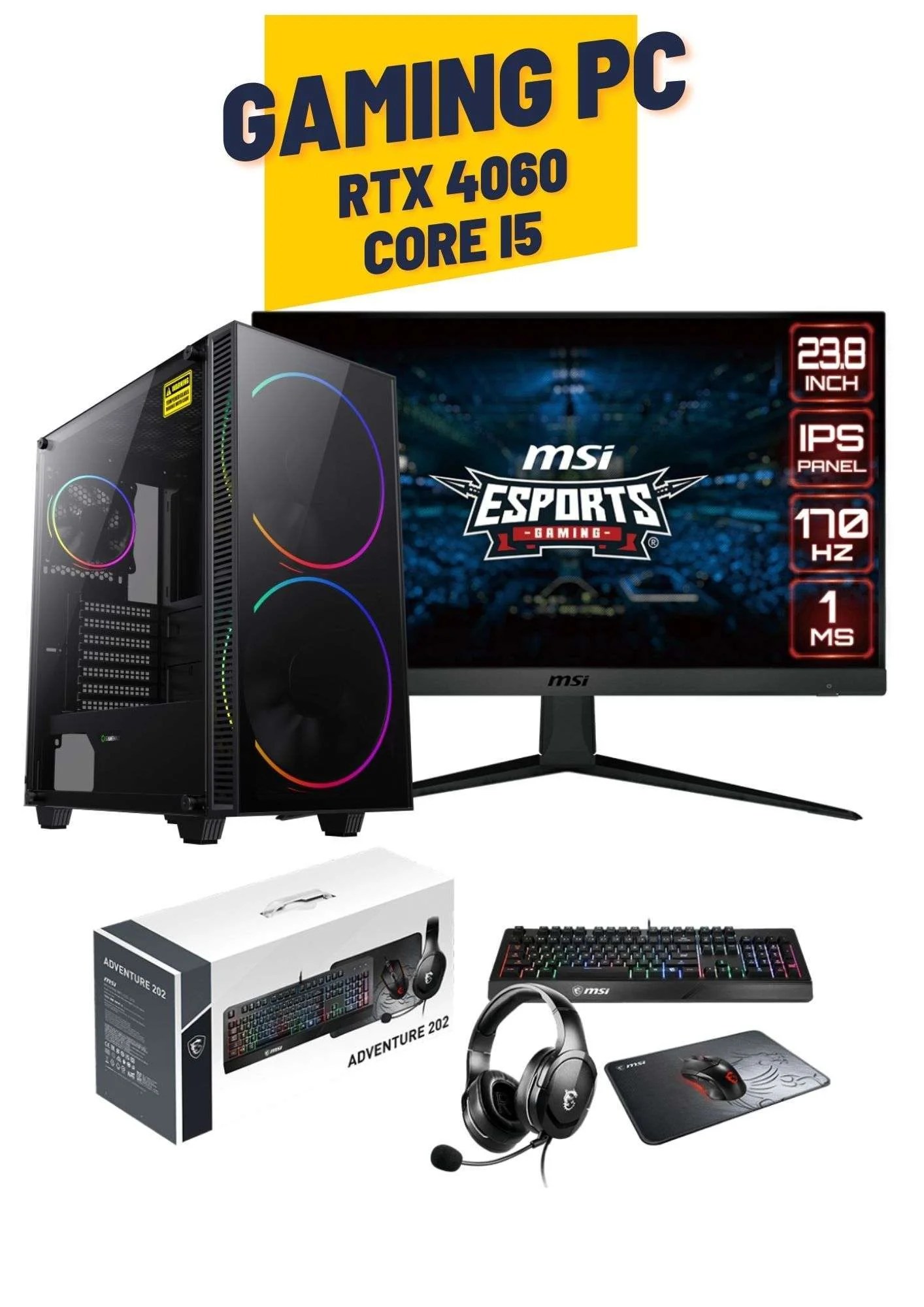 GameMaster Gaming PC Bundle Core i5 13400F, NVIDIA RTX 4060, FURY