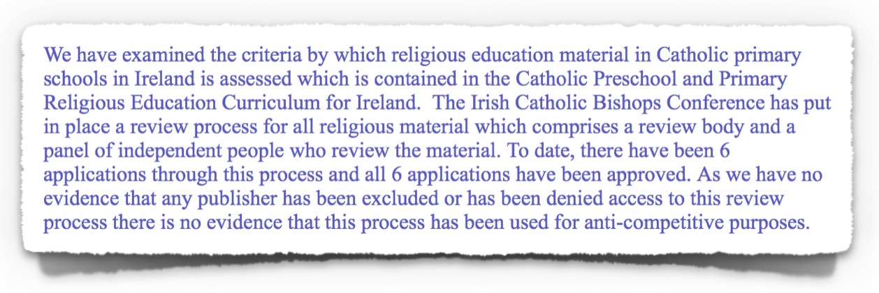 CCPC Questions Role of in School Book Market Atheist Ireland