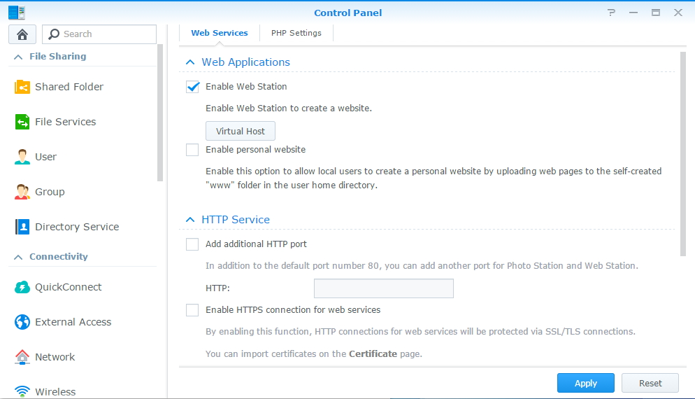Control Panel - Web Applications
