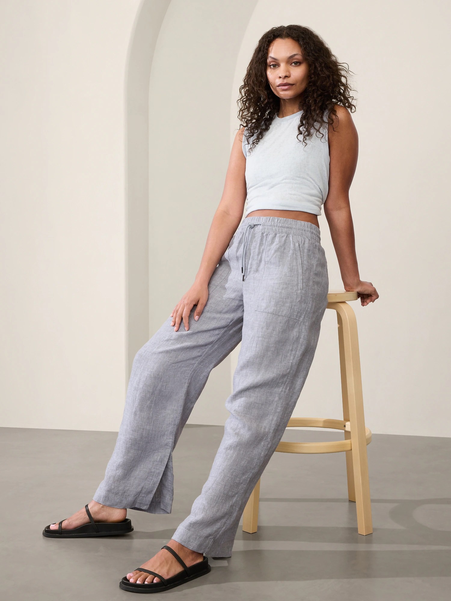 Retreat Linen Mid Rise Wide Leg Pant Athleta
