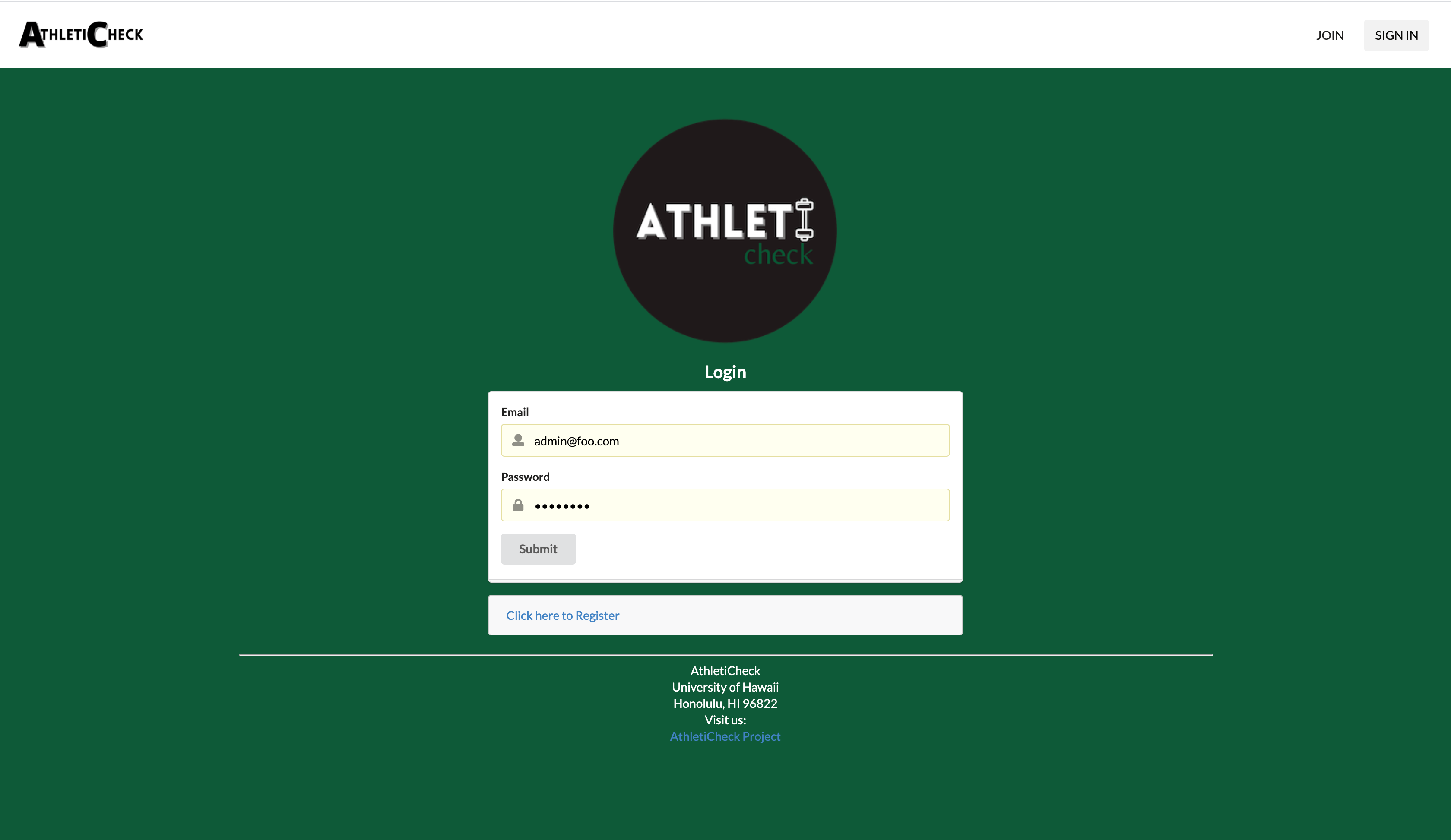 AthletiCheck A record system for athletes and athletic trainers.