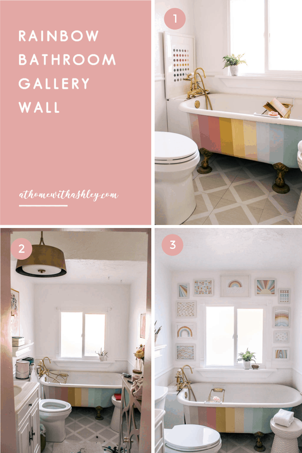 rainbowbathroomgallerywall at home with Ashley