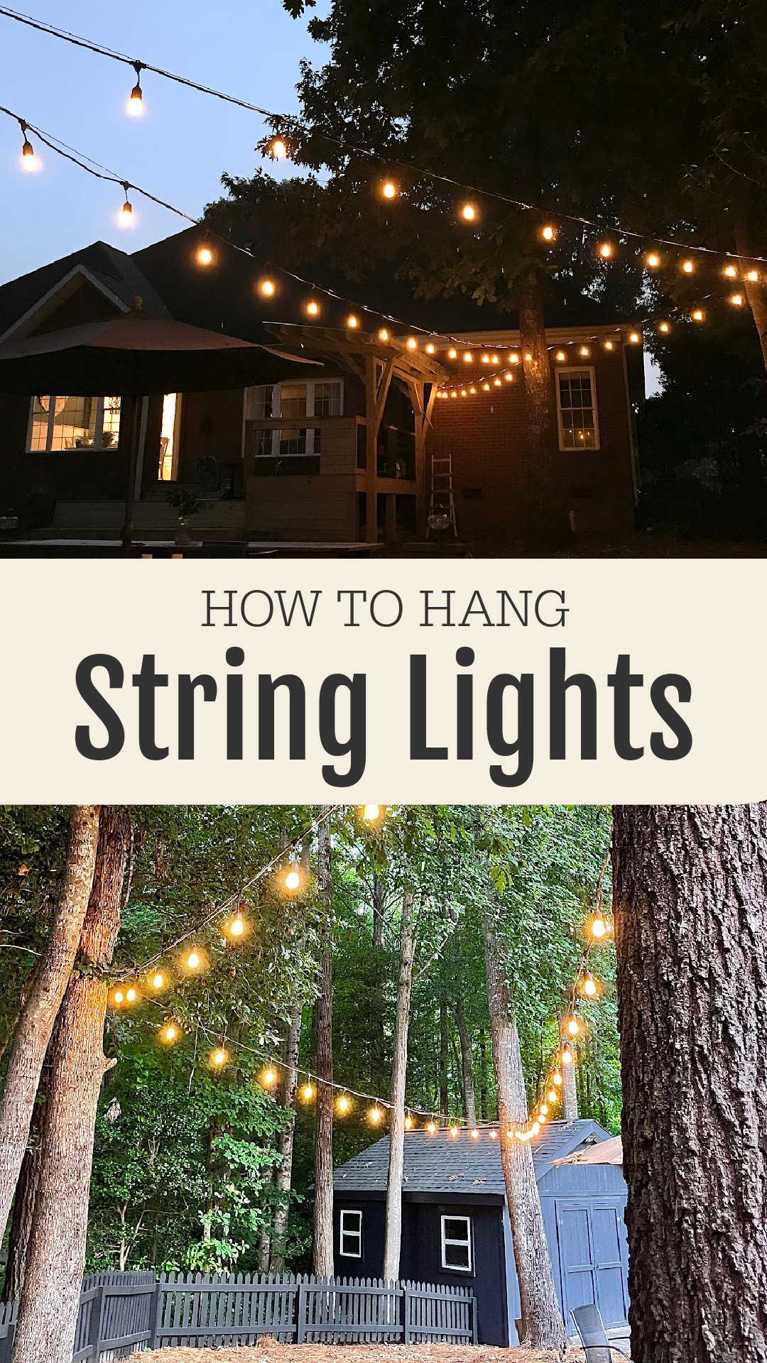 How to hang string lights to a tree At Home With The Barkers