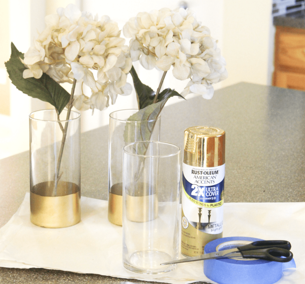 Gold Dipped Vases At Home With Beauty