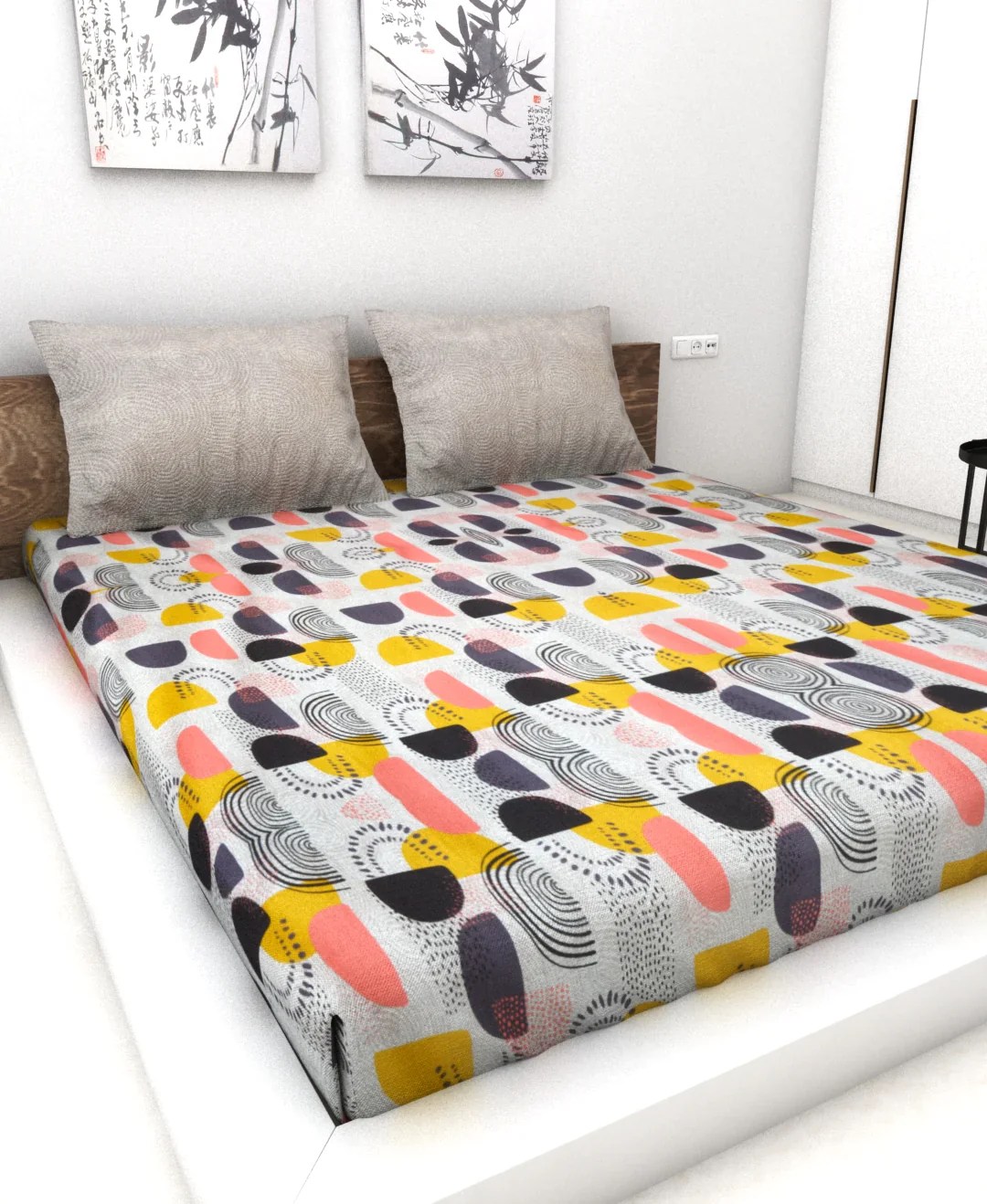 Athom Living Essential Collection Cotton Double Bedsheet Sheet 140 TC