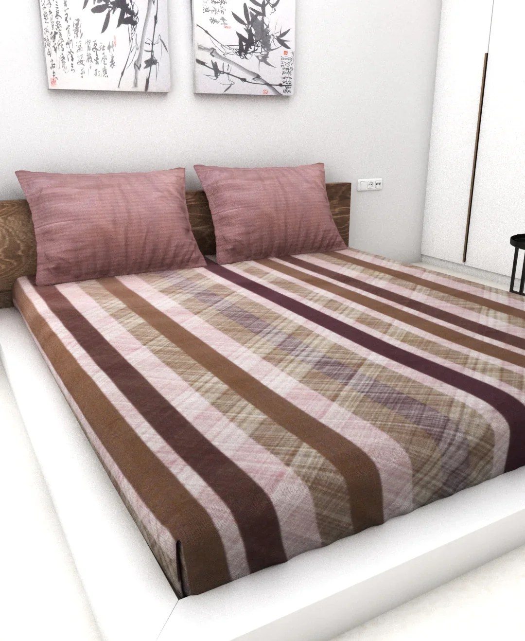 Athom Living Essential Collection Cotton Double Bedsheet Sheet 140 TC