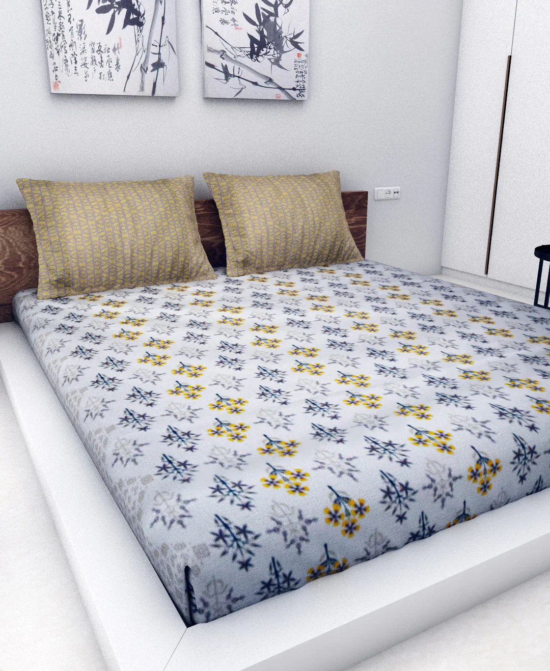 Athom Living Essential Collection Cotton Double Bedsheet Sheet 140 TC