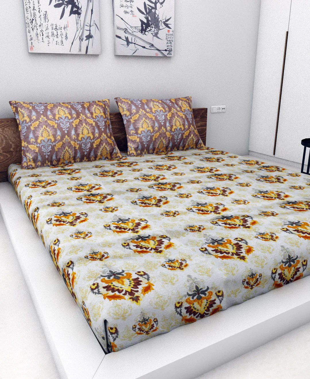 Athom Living Essential Collection Cotton Double Bedsheet Sheet 140 TC