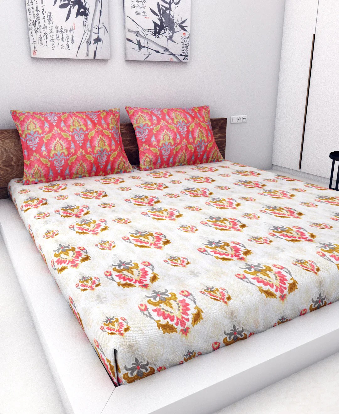 Athom Living Essential Collection Cotton Double Bedsheet Sheet 140 TC