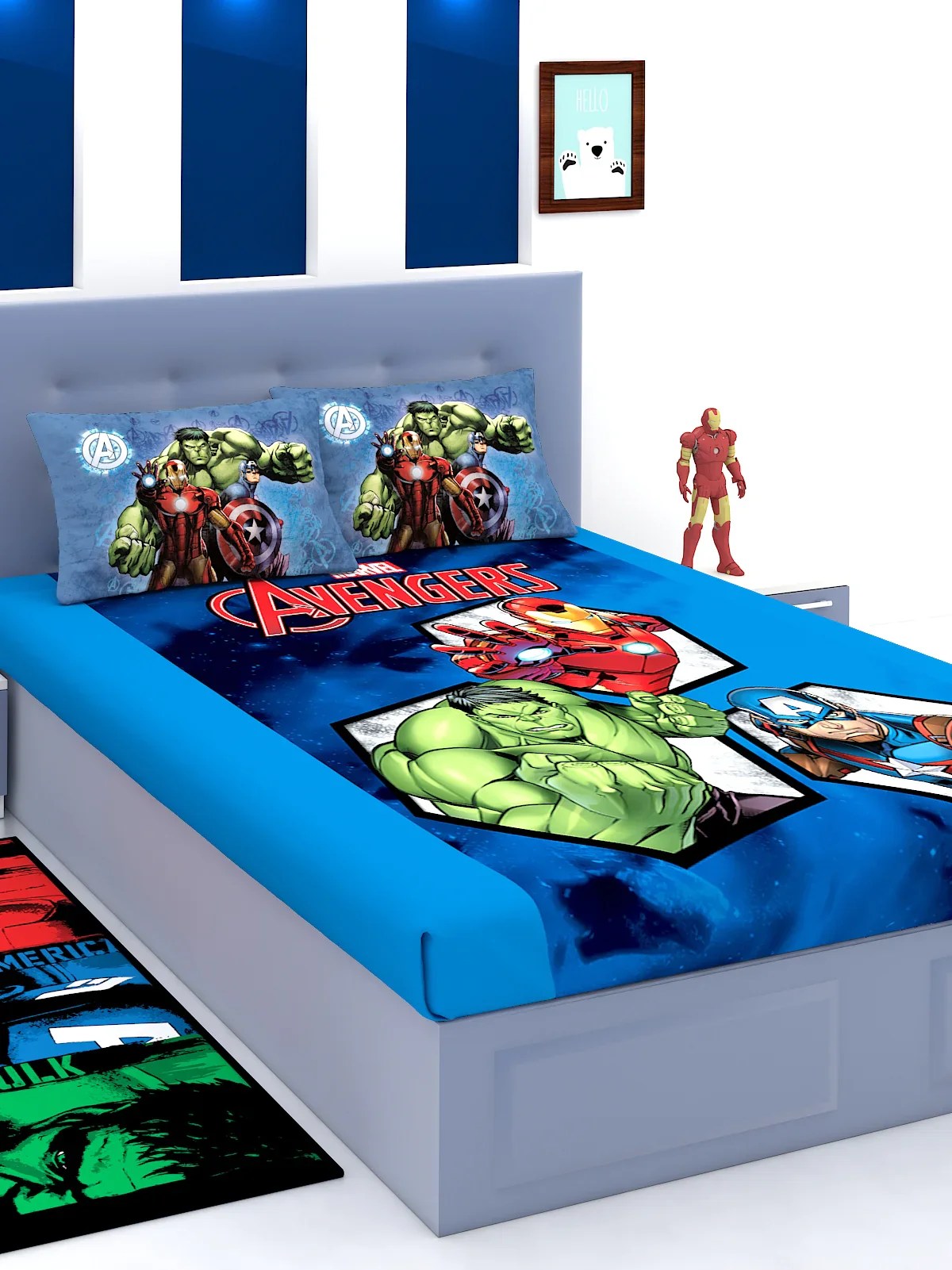 Marvel Avengers, Ironman & Hulk Cotton Double Bedsheet Set King Size