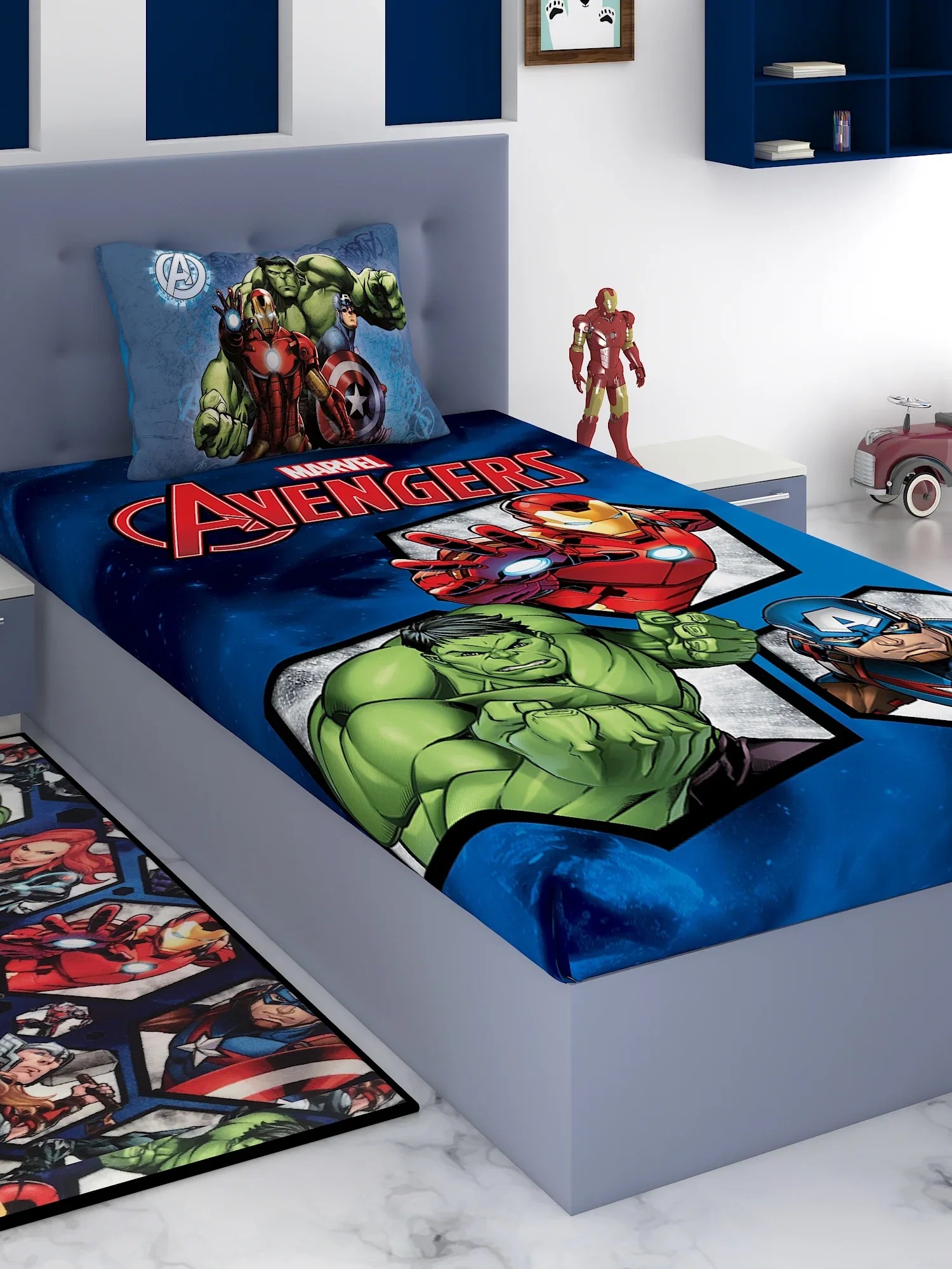 Marvel Avengers, Ironman & Hulk Cotton Single Bedsheet Set Athom Living