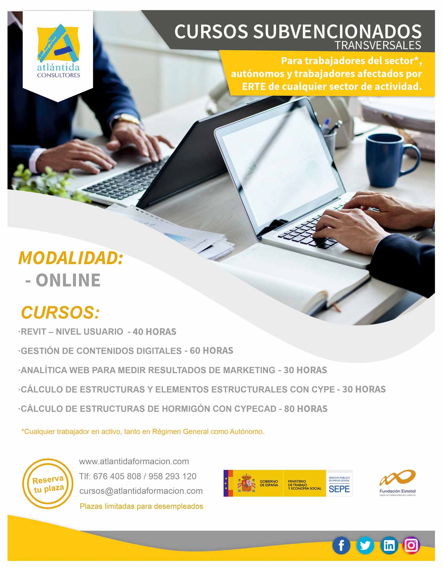 Cursos Subvencionados para ocupados Atlántida Formación