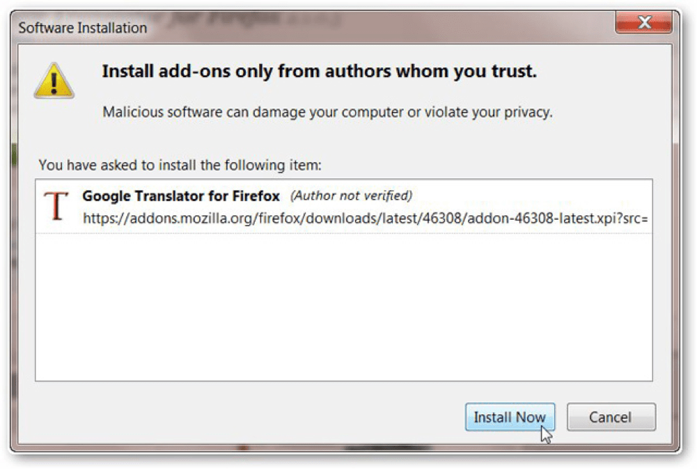 Google Translator On Firefox Badths
