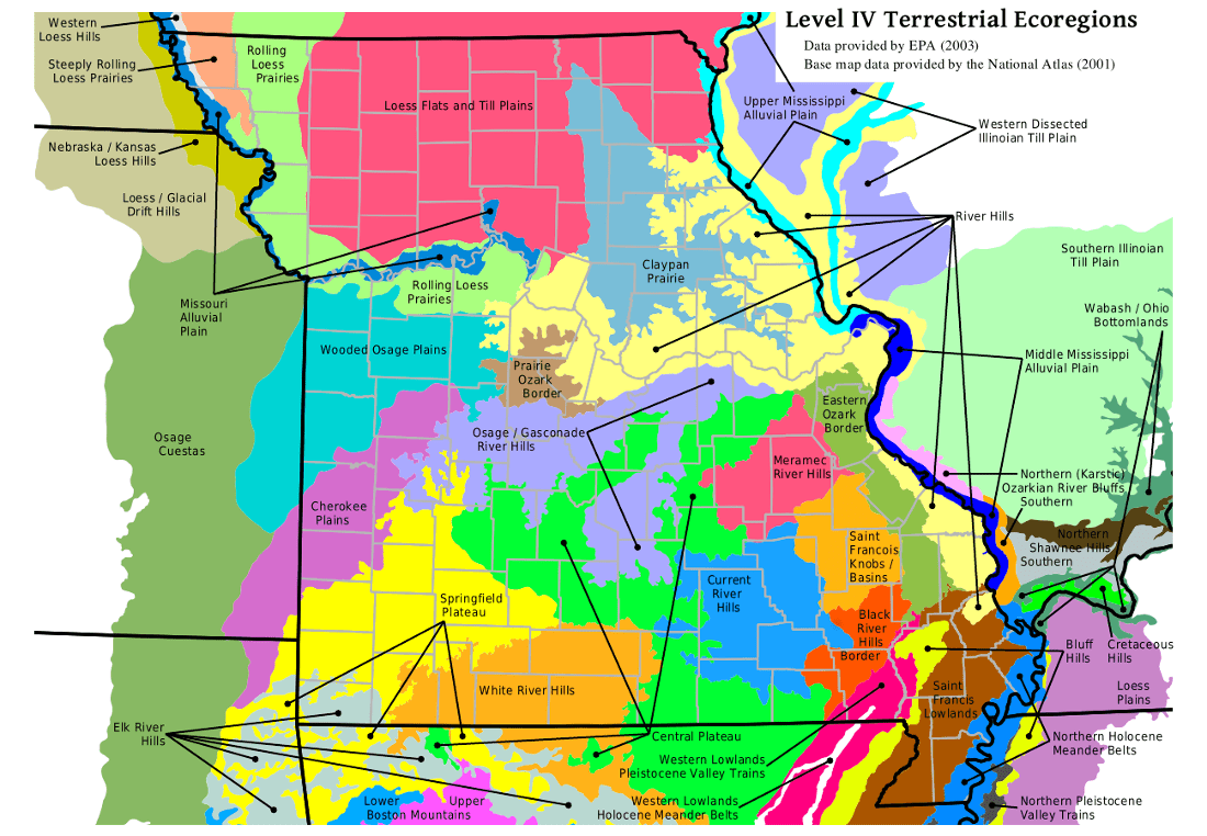 MOHAP Missouri Level IV Ecoregion Map